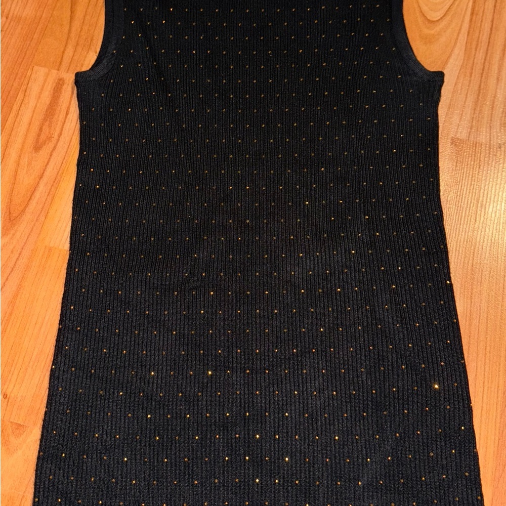 Tahari Turtleneck Sweater Tank | Black with Sparkles | S